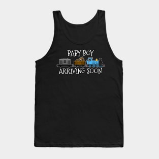 Pregnancy Announcement Steam Train, Baby Boy Arriving Soon Tank Top